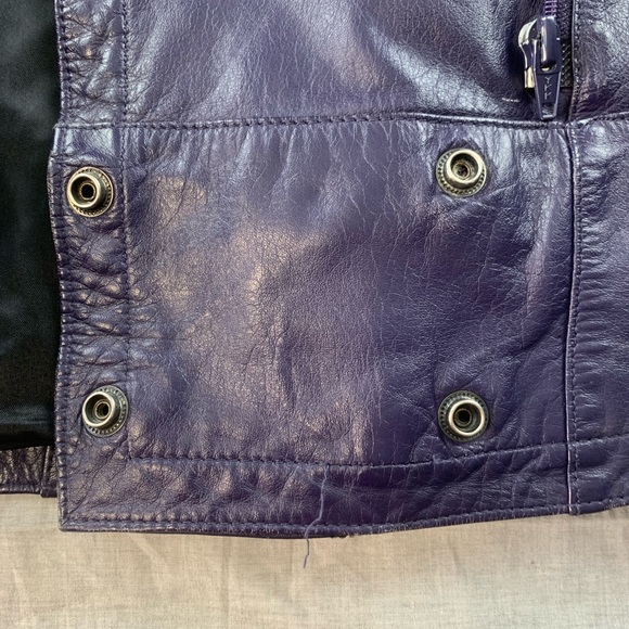 Vintage Danier sport leather coat 90s purple size medium Moto style - Picture 7 of 15
